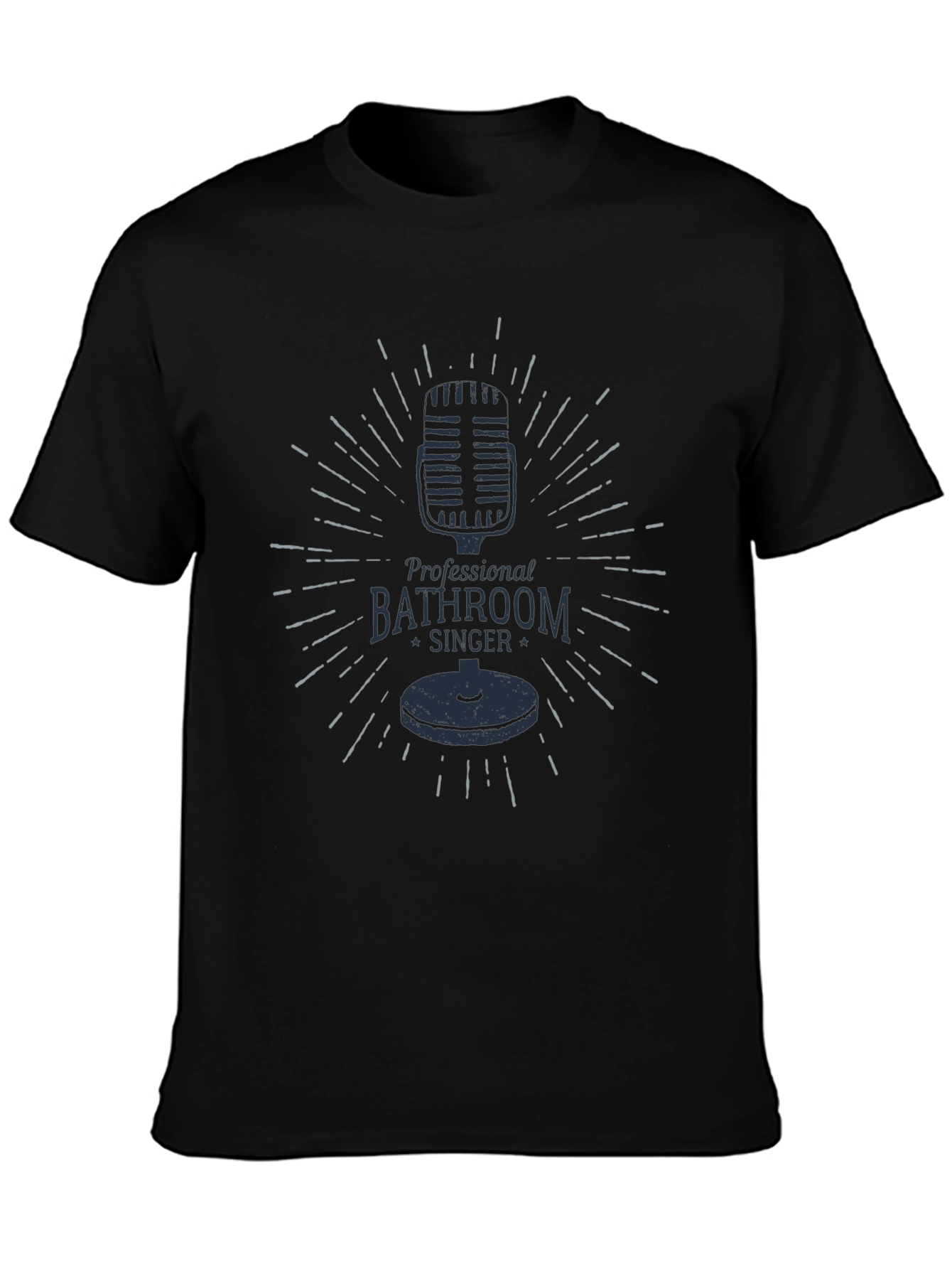 Retro Microphone Bathroom Singer Black Graphic T-Shirt
