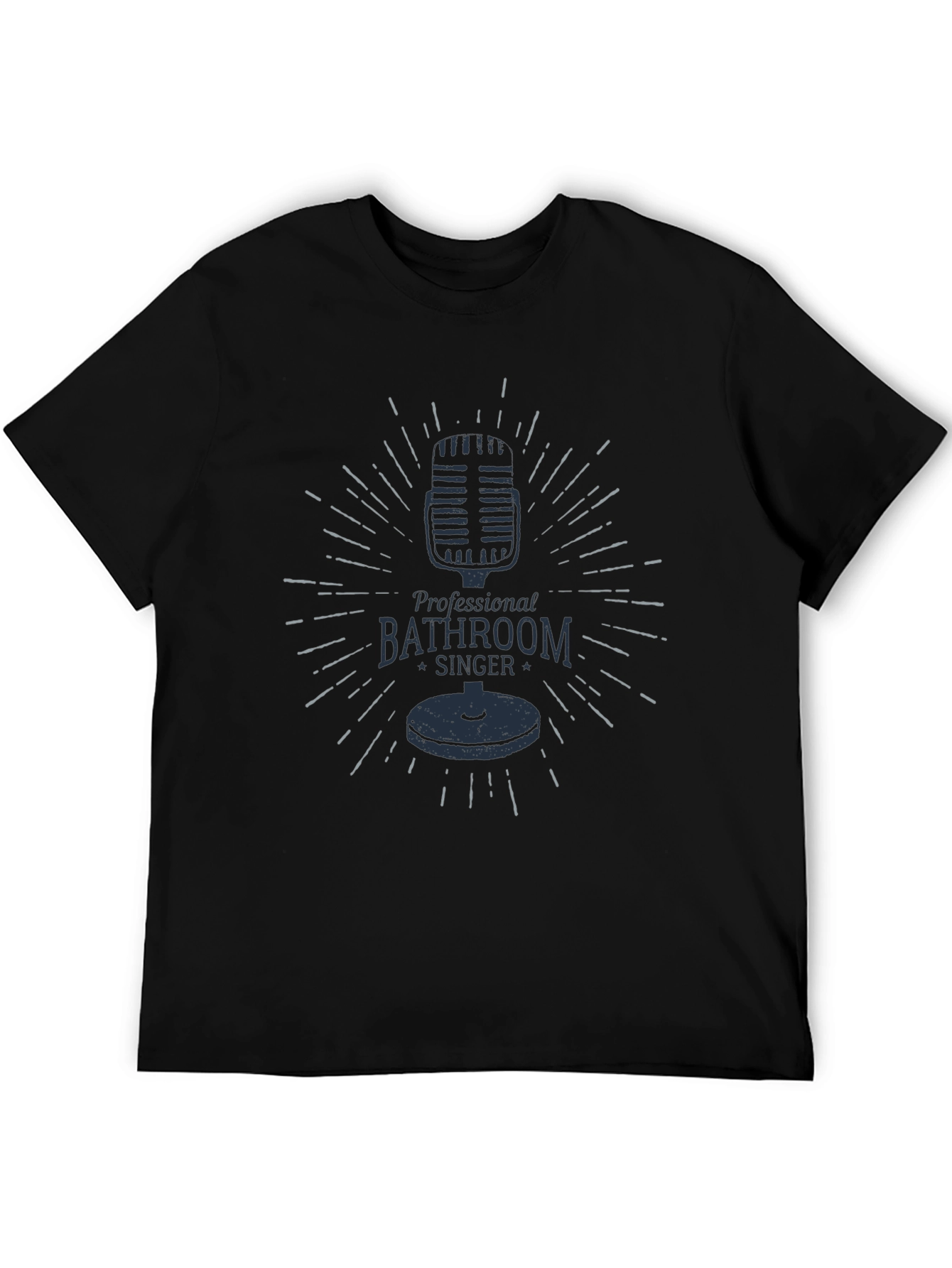 Retro Microphone Bathroom Singer Black Graphic T-Shirt