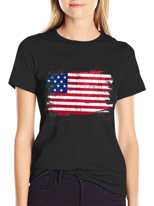 USA Flag Graphic Black T-Shirt