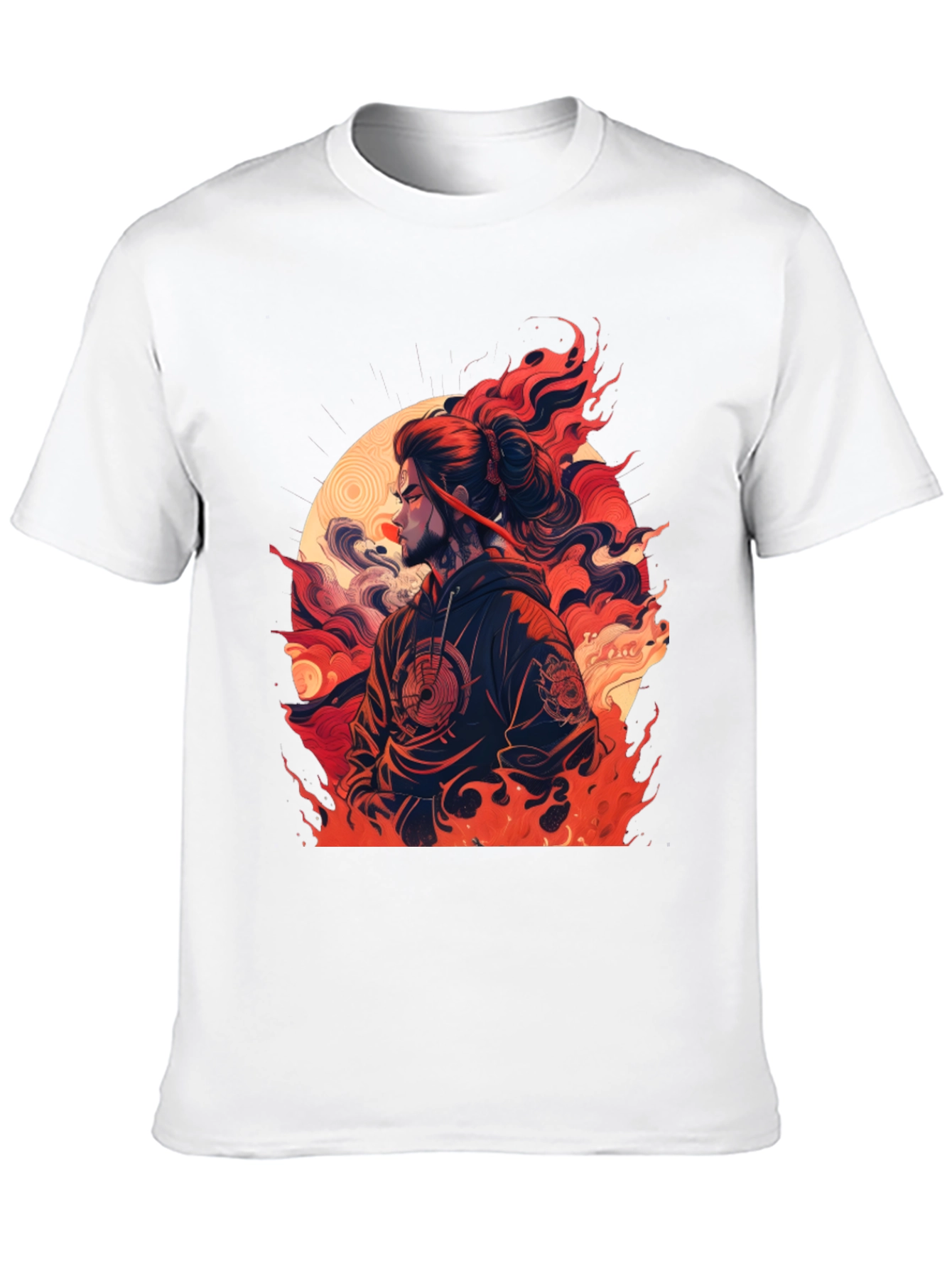 Fiery Ronin Graphic Tee - Unisex Black T-Shirt