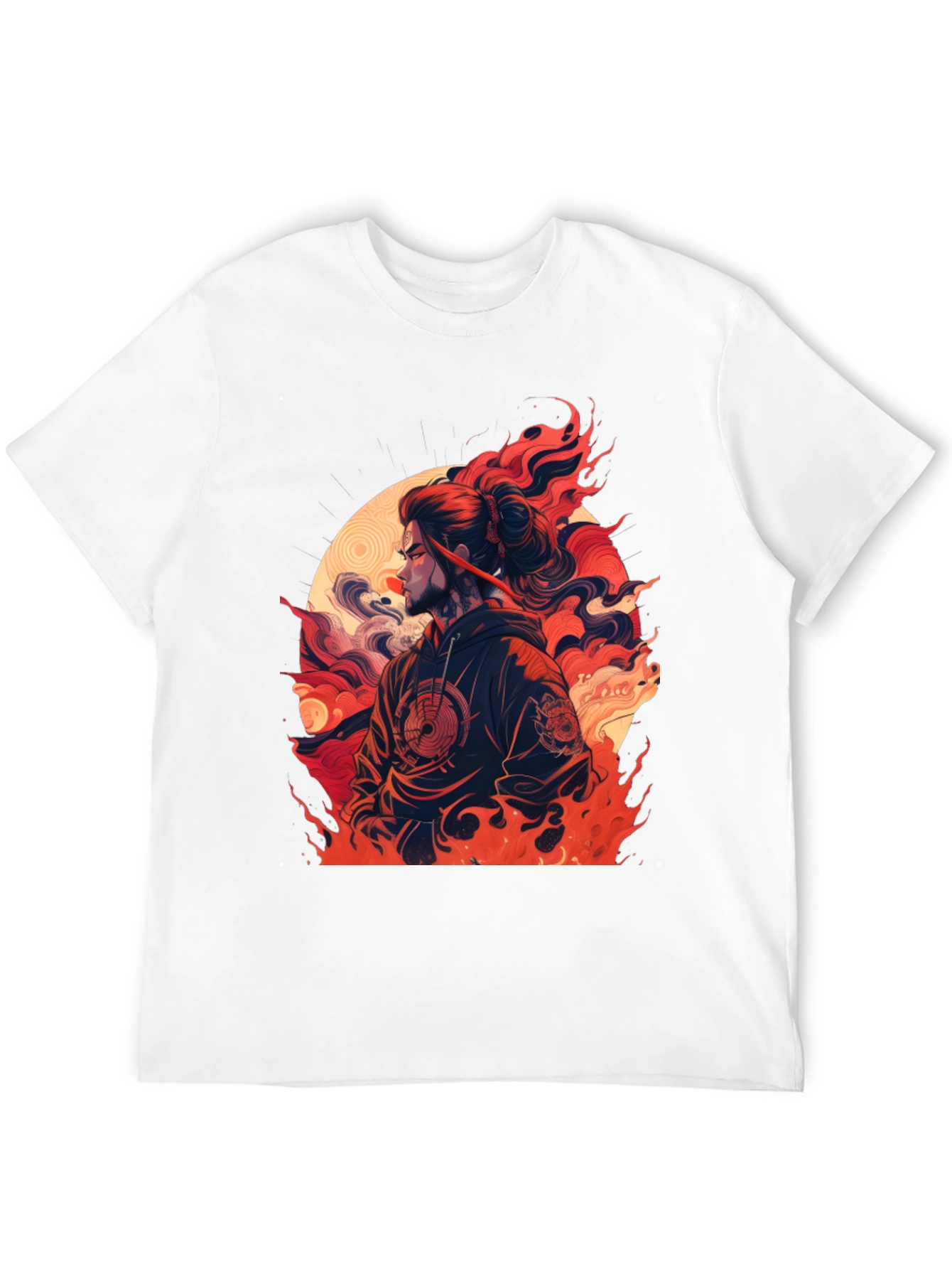 Fiery Ronin Graphic Tee - Unisex Black T-Shirt