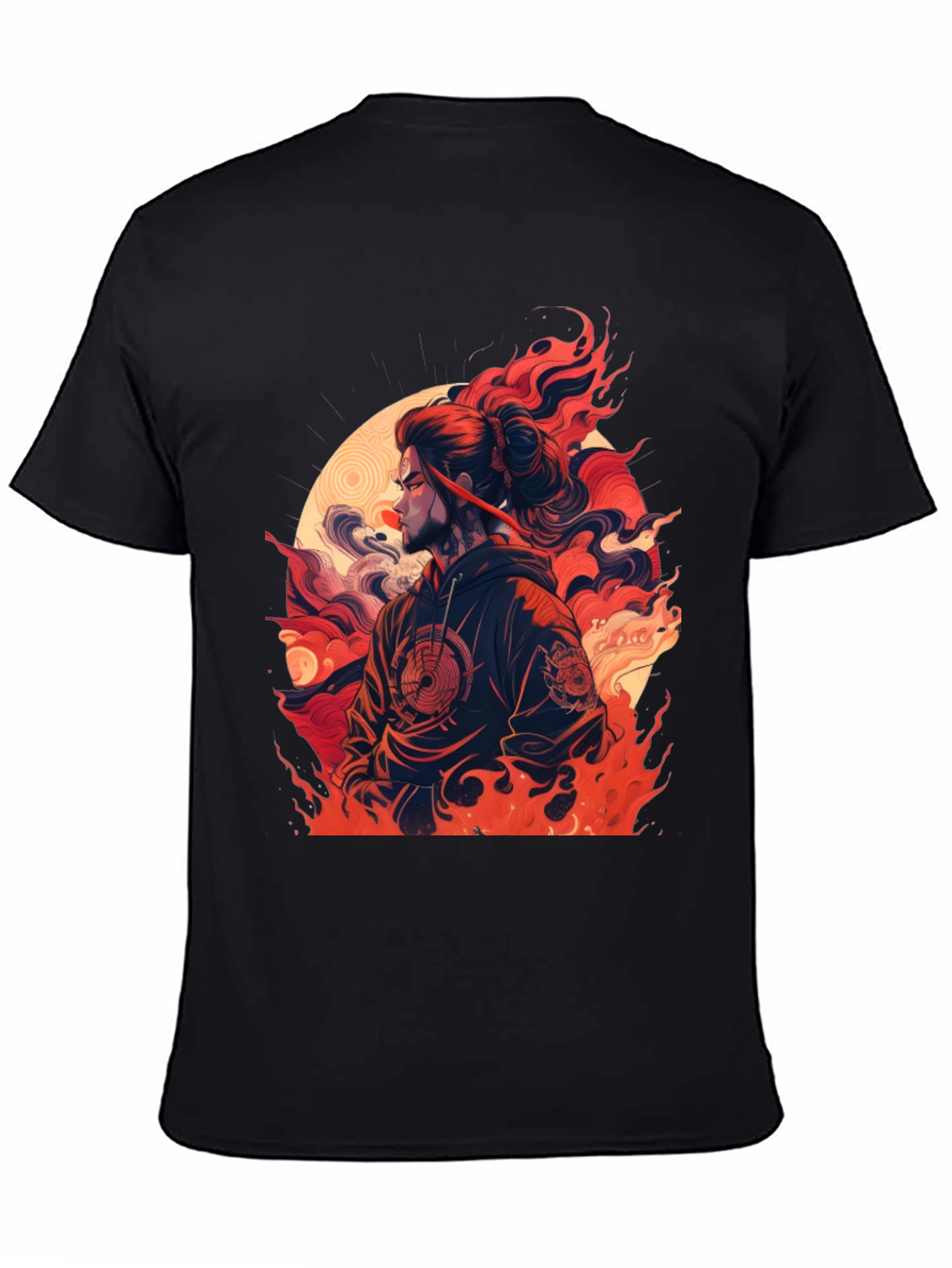 Fiery Ronin Graphic Tee - Unisex Black T-Shirt