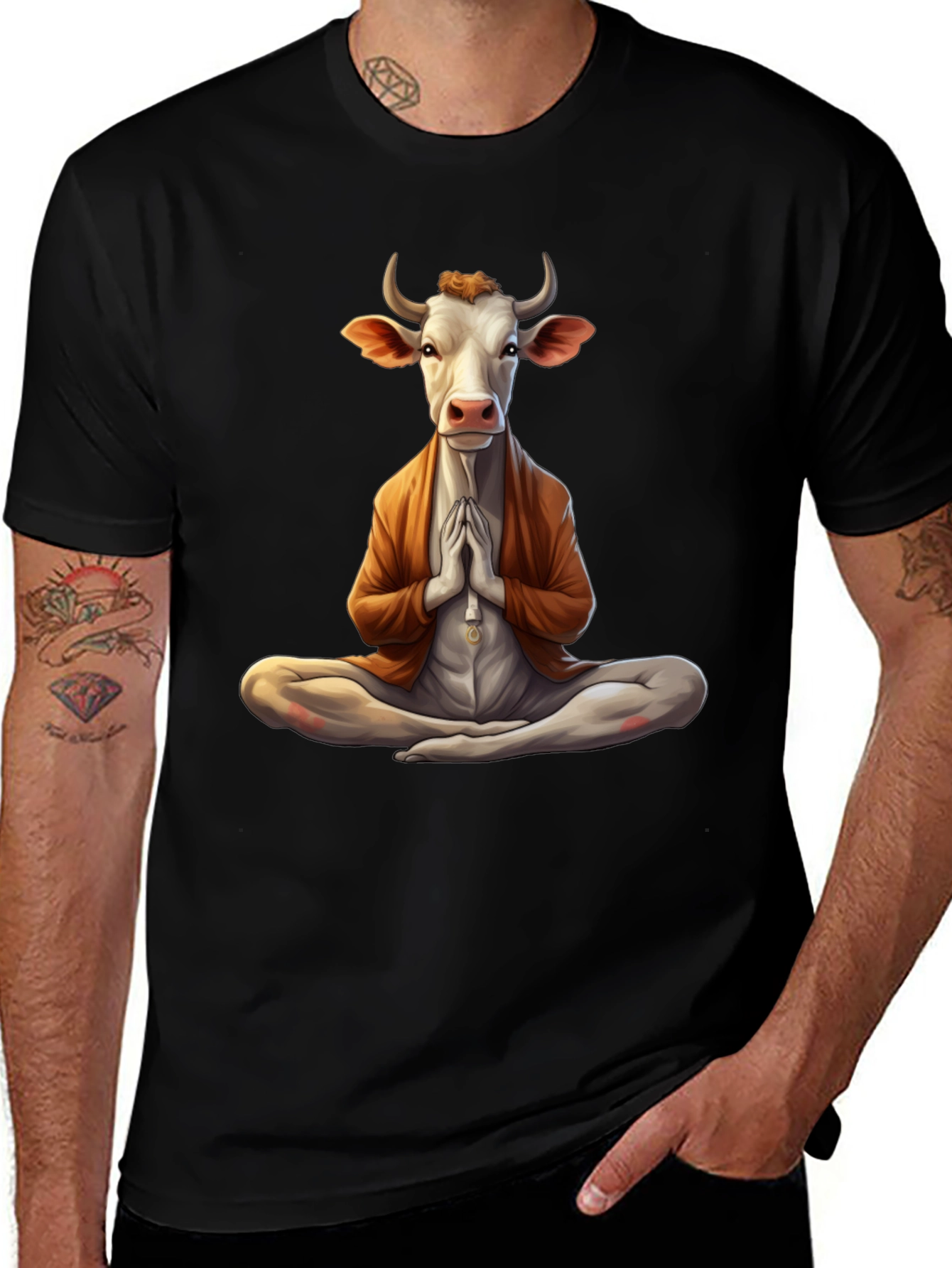 Zen Cow T-Shirt - Meditating Bovine Design
