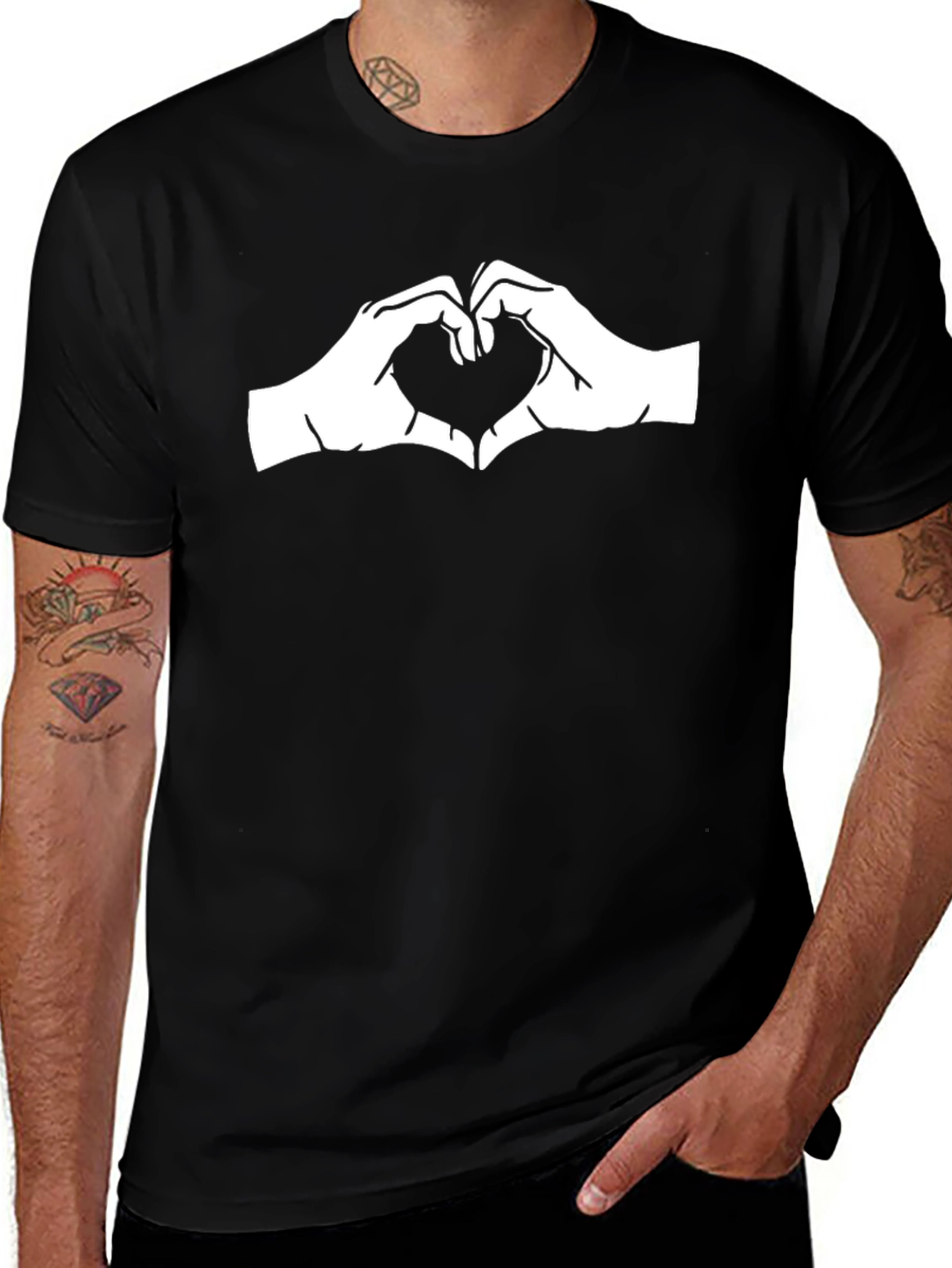 Heart Hands Graphic Tee - Love Symbol Shirt