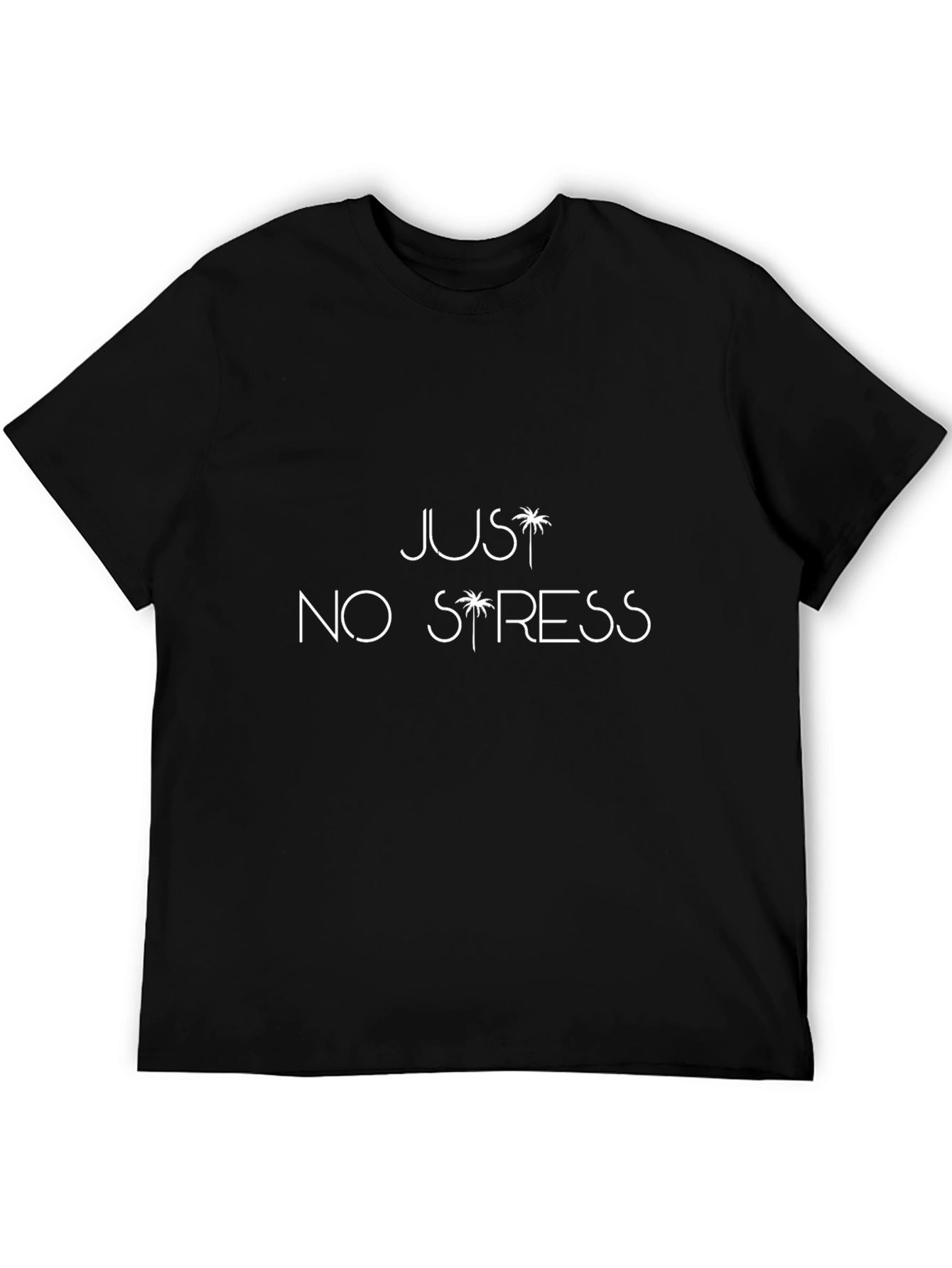 Just No Stress Black T-Shirt - Tropical Vibes