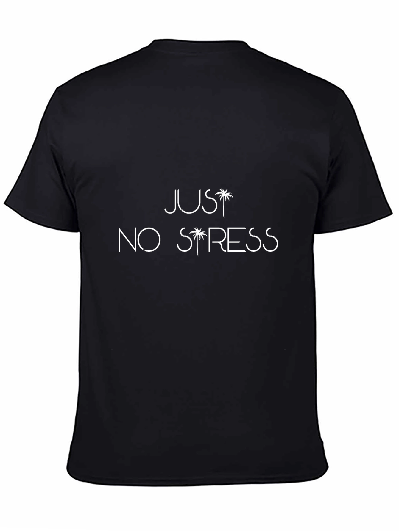 Just No Stress Black T-Shirt - Tropical Vibes
