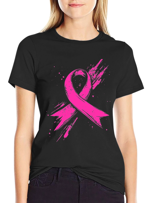 Pink Ribbon Black T-Shirt - Breast Cancer Awareness
