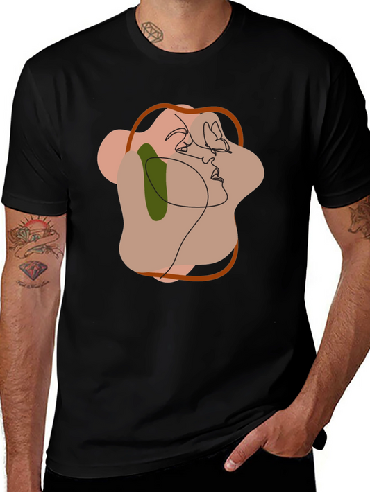 Abstract Line Art Graphic Tee - Modern Minimalist Shirt
