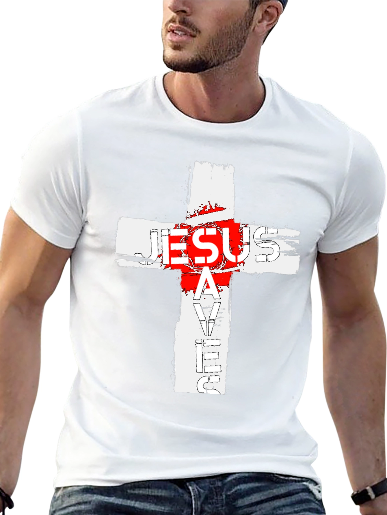 Jesus Saves Cross Graphic T-Shirt