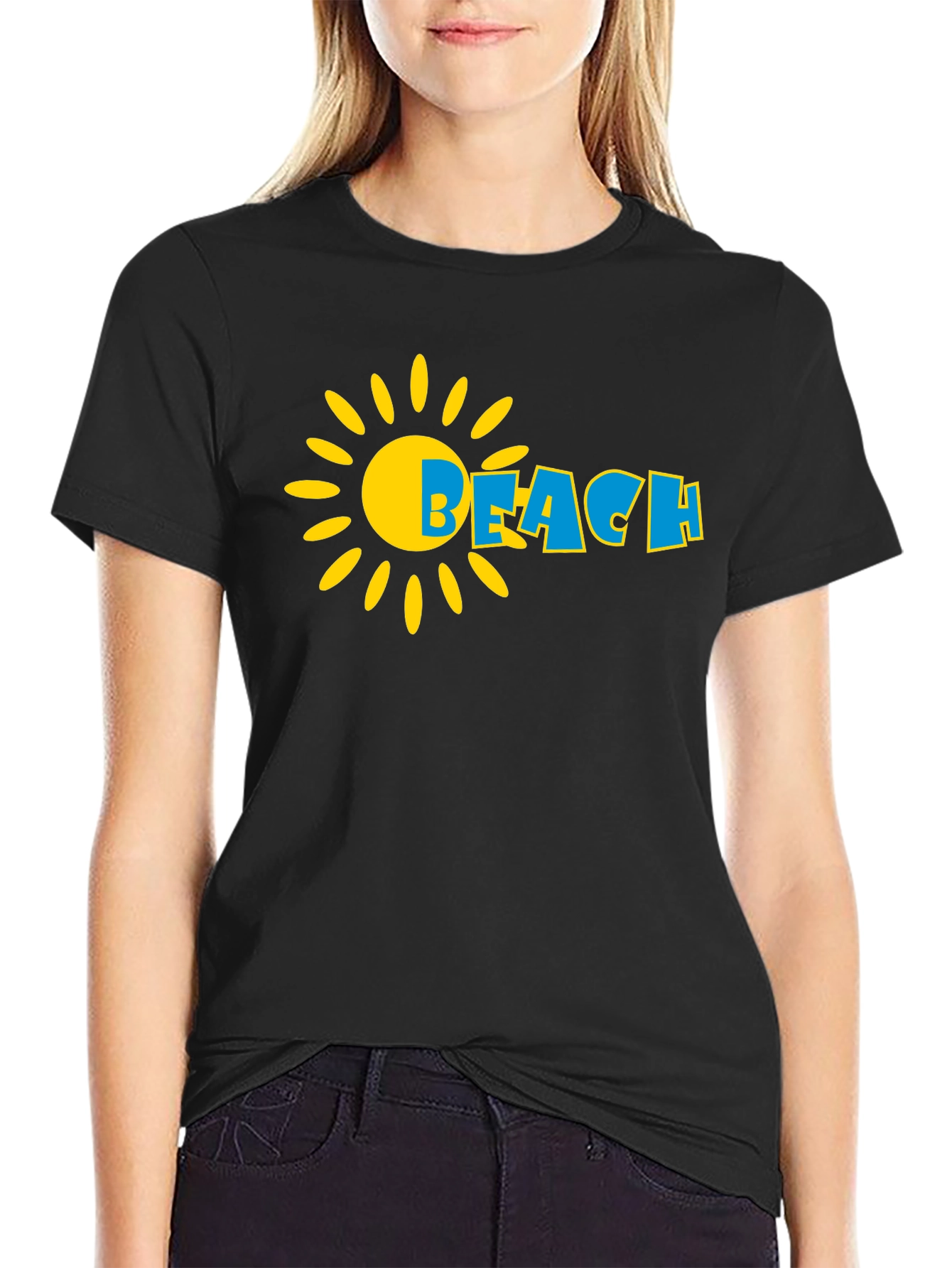 Beach Sun Graphic Black T-Shirt