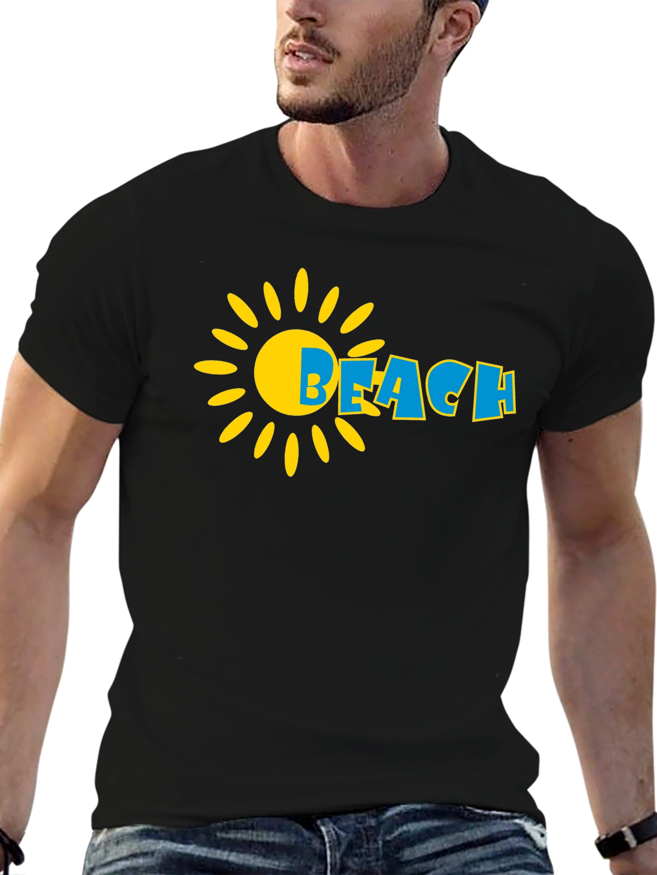 Beach Sun Graphic Black T-Shirt