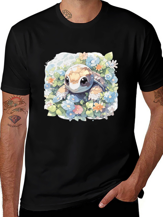 Cute Turtle Floral T-Shirt