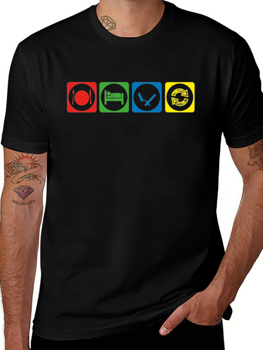 Eat Sleep Fight Repeat Black T-Shirt