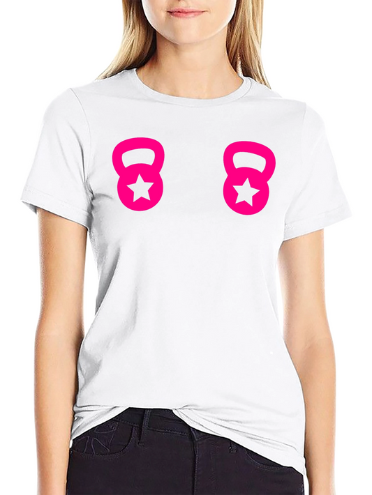 Funny Fitness T-Shirt Kettlebell Weights Star Design