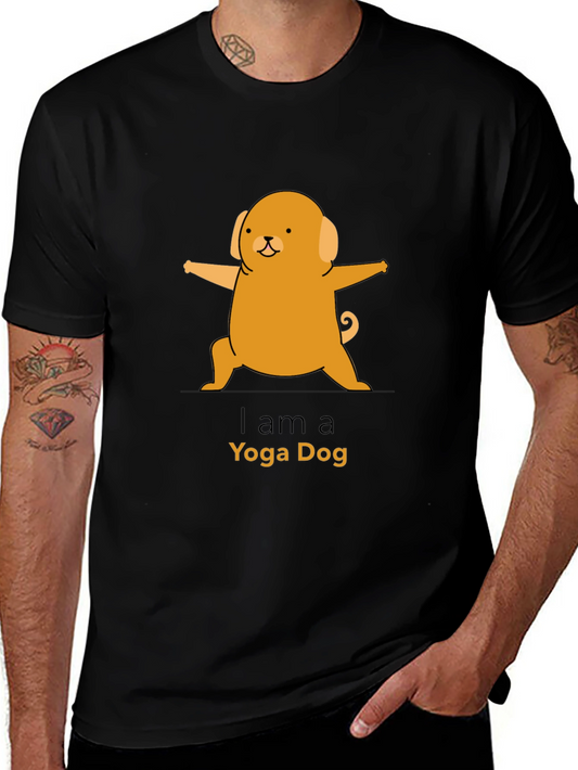 Yoga Dog Graphic Tee - Black Cotton T-Shirt