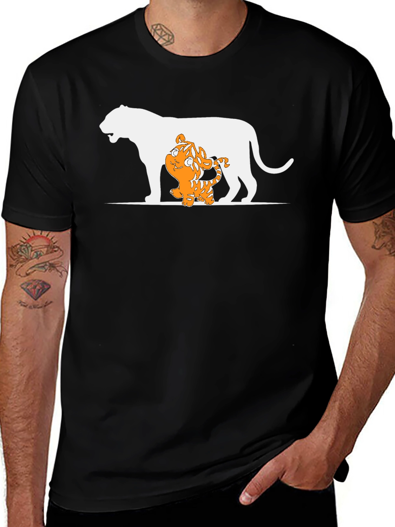 Tiger Cub and Lion T-Shirt - Black