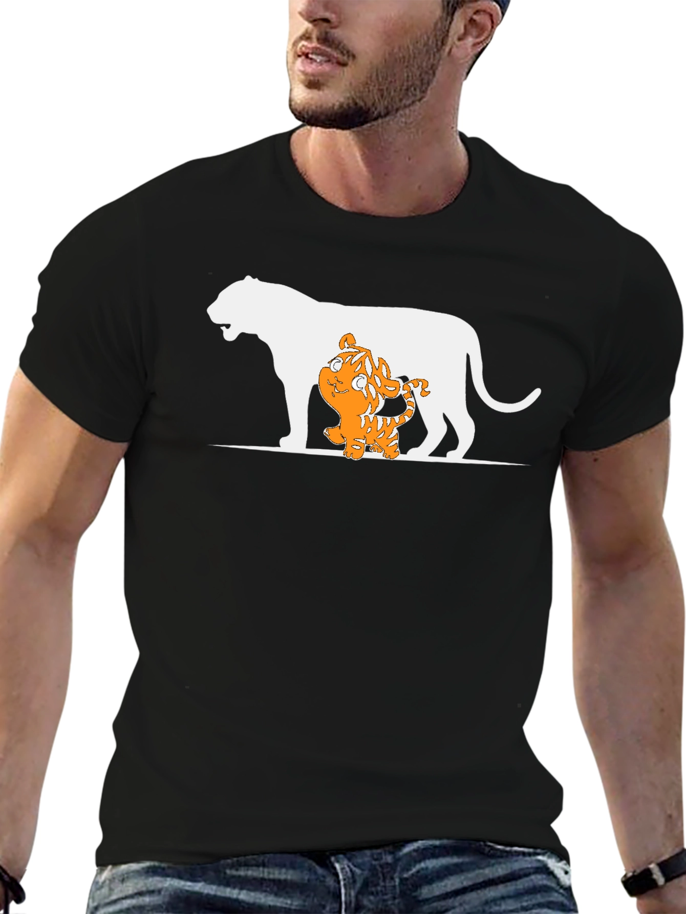 Tiger Cub and Lion T-Shirt - Black