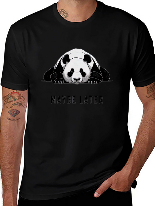 Lazy Panda Graphic Tee - Maybe Later Black Cotton T-Shirt