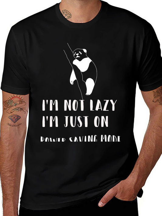 Lazy Panda Power Saving Mode Black Graphic Tee