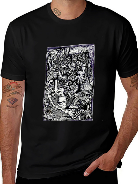 Abstract Graphic Print T-Shirt - Black