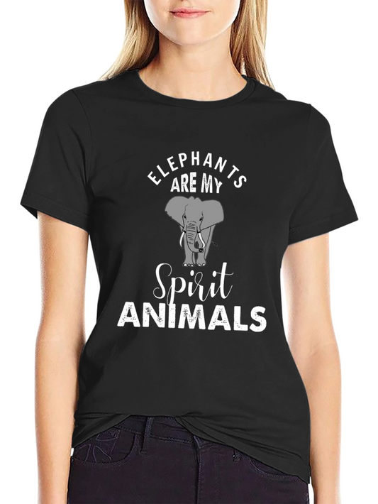 Elephant Spirit Animal Graphic Tee - Black Cotton T-Shirt