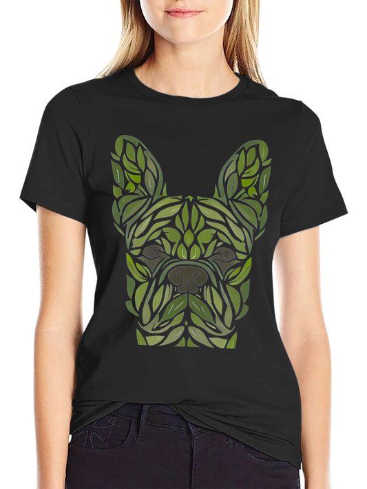 Leafy Bulldog Graphic Tee - Black