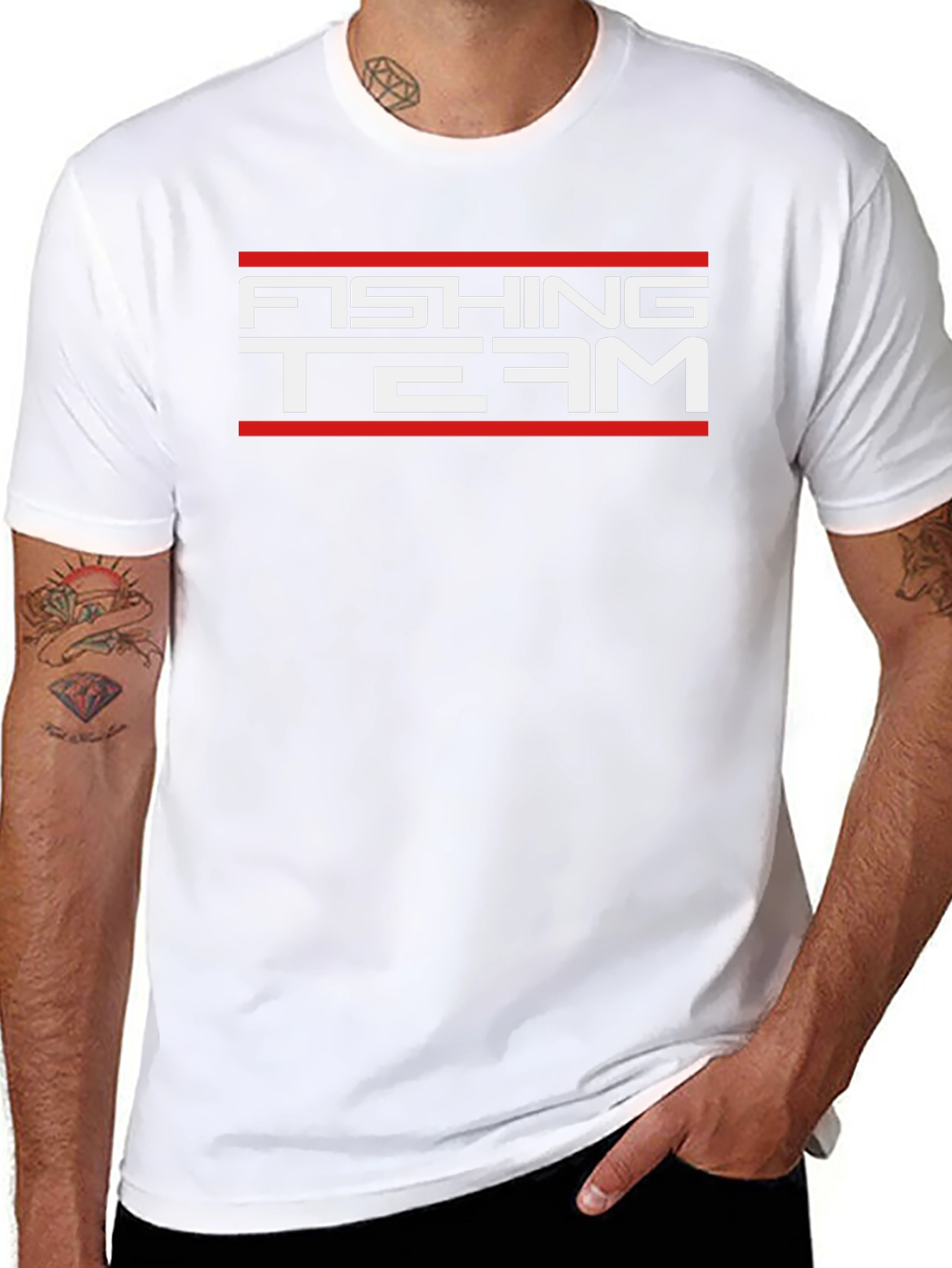 Fishing Team Graphic T-Shirt - Black