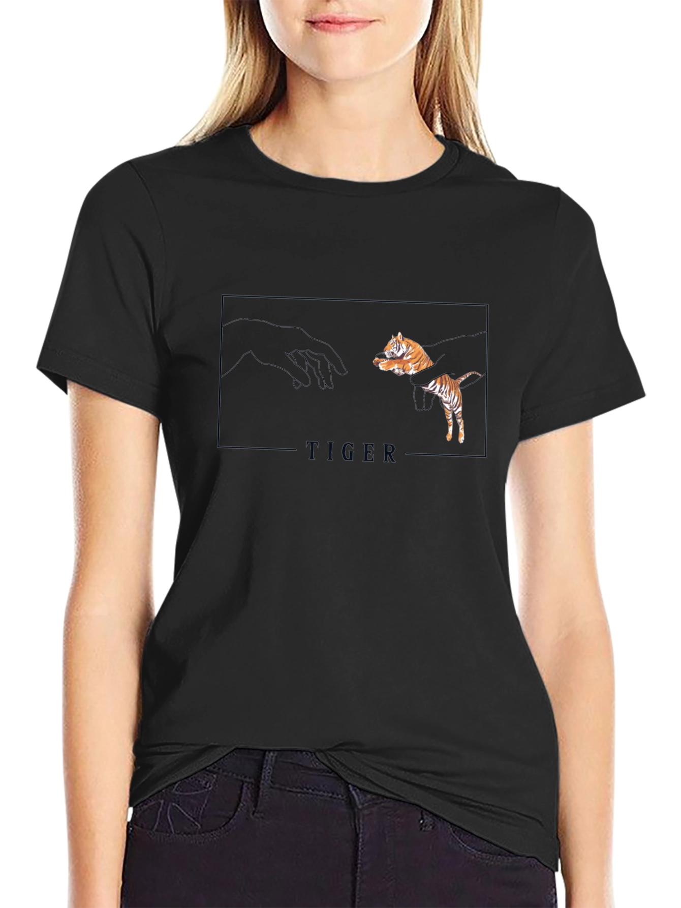 Tiger Creation Graphic Tee - Black Casual T-Shirt