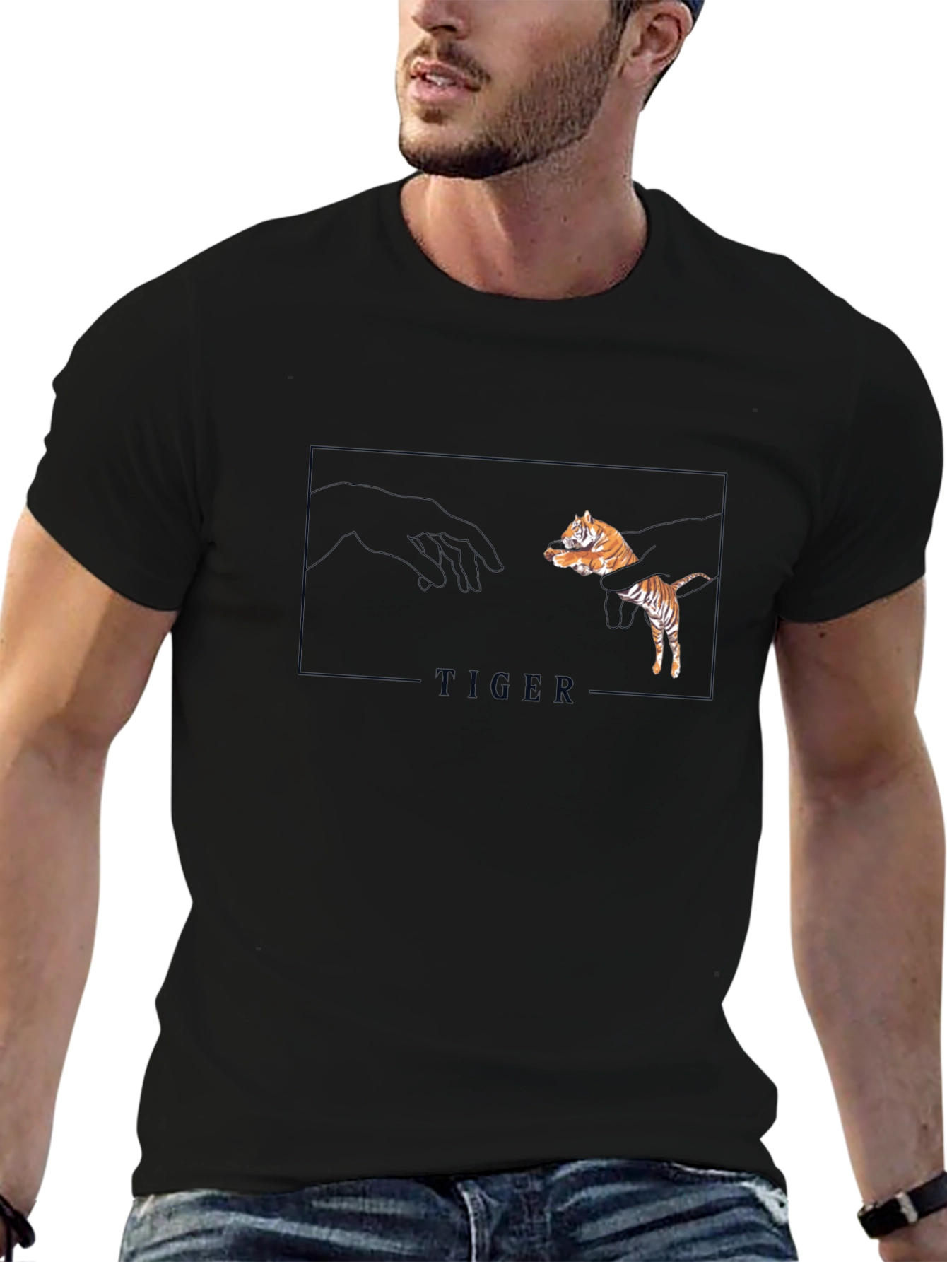 Tiger Creation Graphic Tee - Black Casual T-Shirt