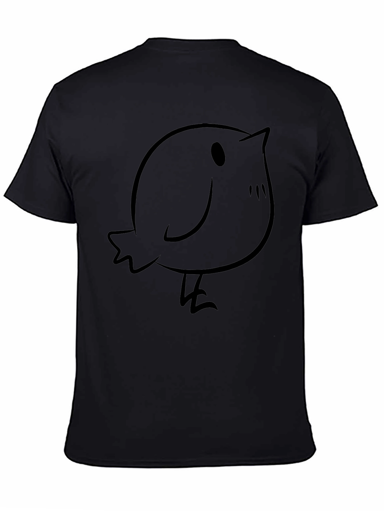 Cute Bird Graphic Tee - Casual Black T-Shirt