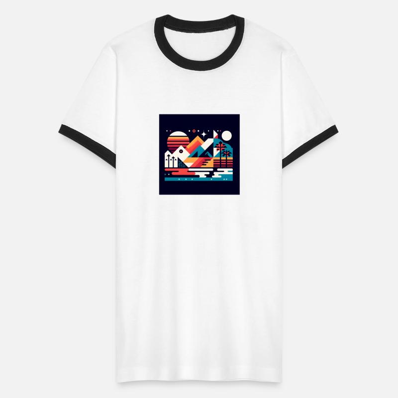 Vintage Geometric Mountain Scene