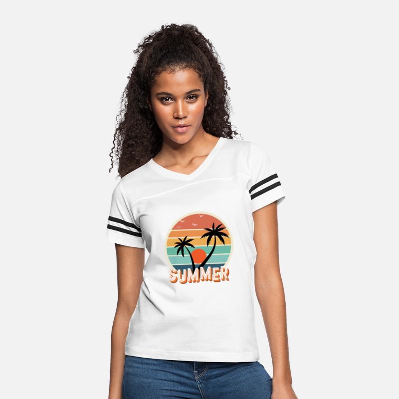 Vintage Summer Beach Sunset - Palm Trees Retro Des