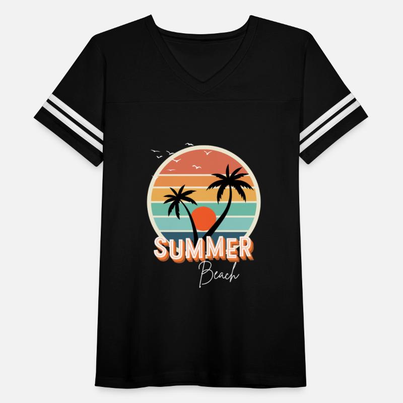 Vintage Summer Beach Sunset - Palm Trees Retro Des