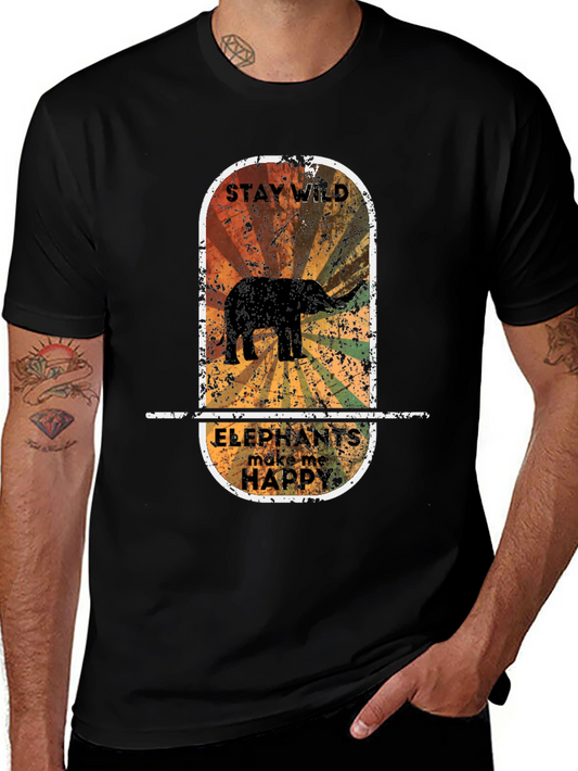 Stay Wild Elephant Graphic Tee - Unisex Black Shirt