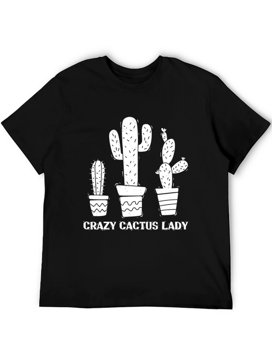 Crazy Cactus Lady Black Graphic T-Shirt