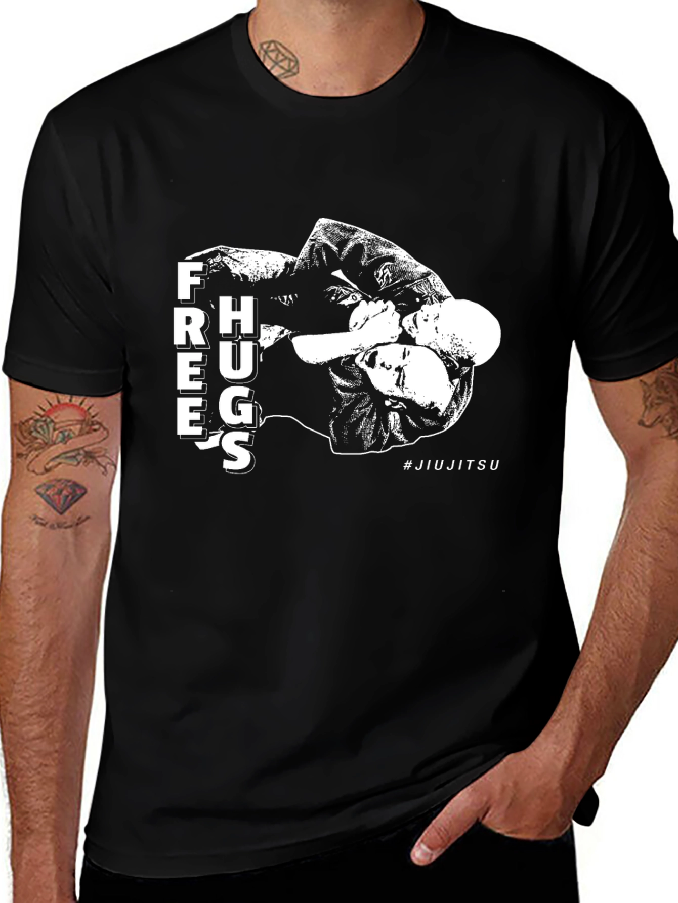 Jiu Jitsu Free Hugs Black T-Shirt