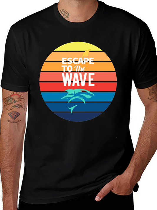 Escape to the Wave T-Shirt - Retro Shark Design