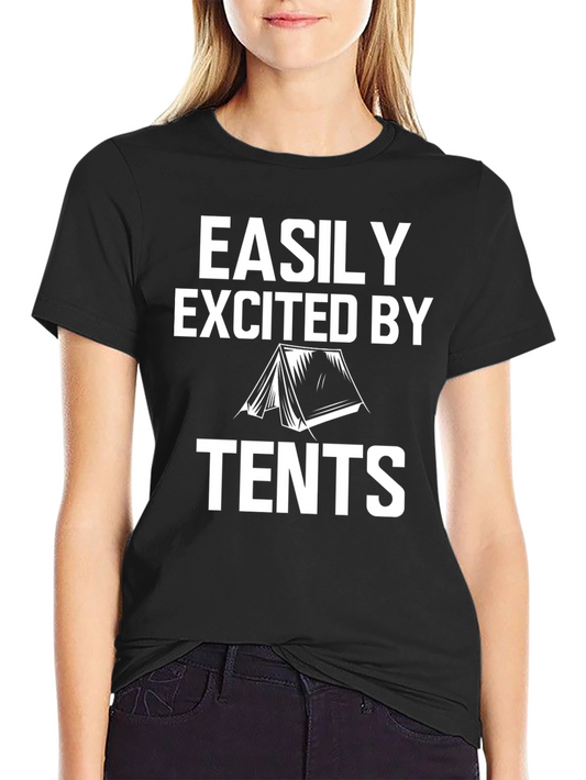 Easily Excited By Tents Black T-Shirt