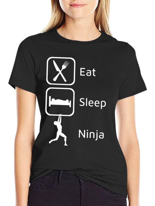 Eat Sleep Ninja Black Graphic T-Shirt