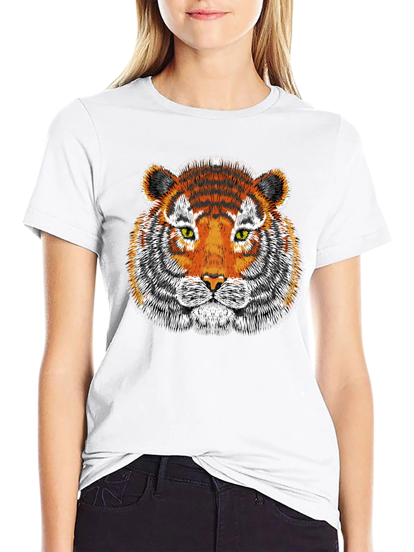 Tiger Graphic Tee - Black Cotton T-Shirt