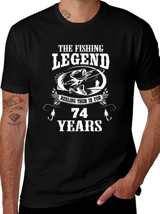 Fishing Legend 74 Years Black T-Shirt