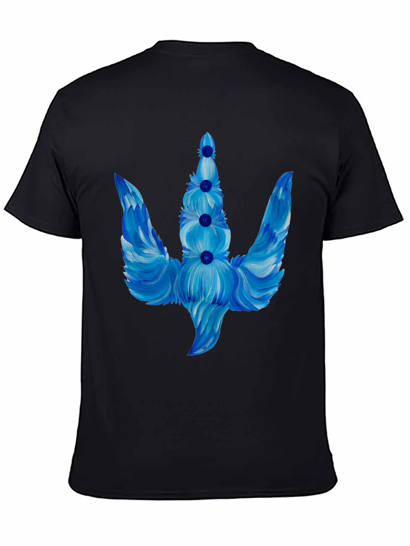Blue Floral Trident Graphic T-Shirt