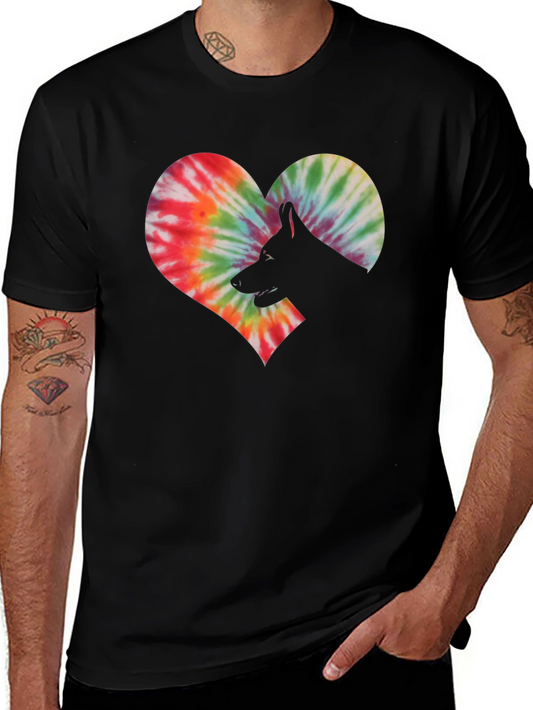Tie Dye Dog Heart T-Shirt - Unique Graphic Tee