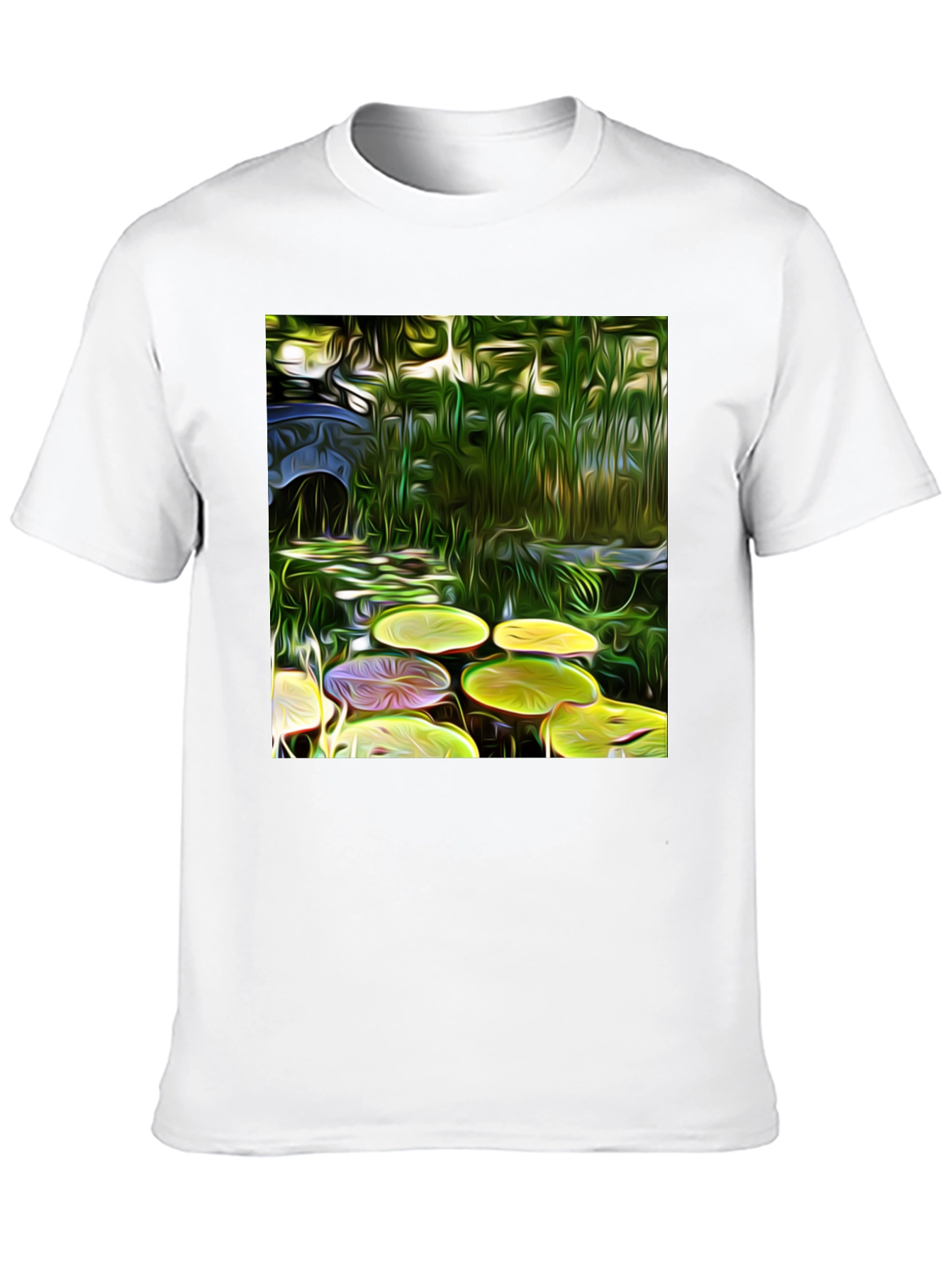 Lily Pad Pond Black T-Shirt - Artistic Impression