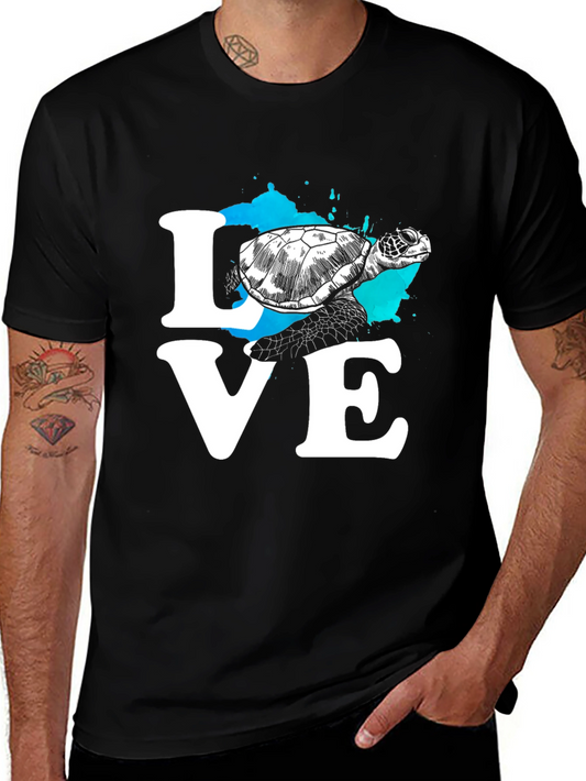 Sea Turtle Love Graphic Black T-Shirt