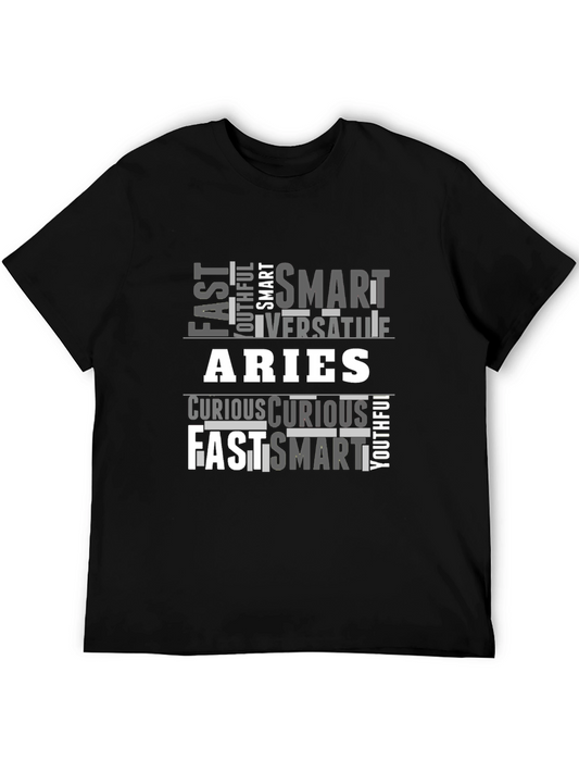 Aries Zodiac Word Art Black T-Shirt