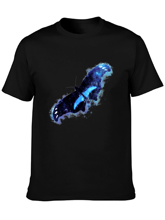 Galaxy Butterfly Graphic Tee - Stylish Mens Black T-Shirt