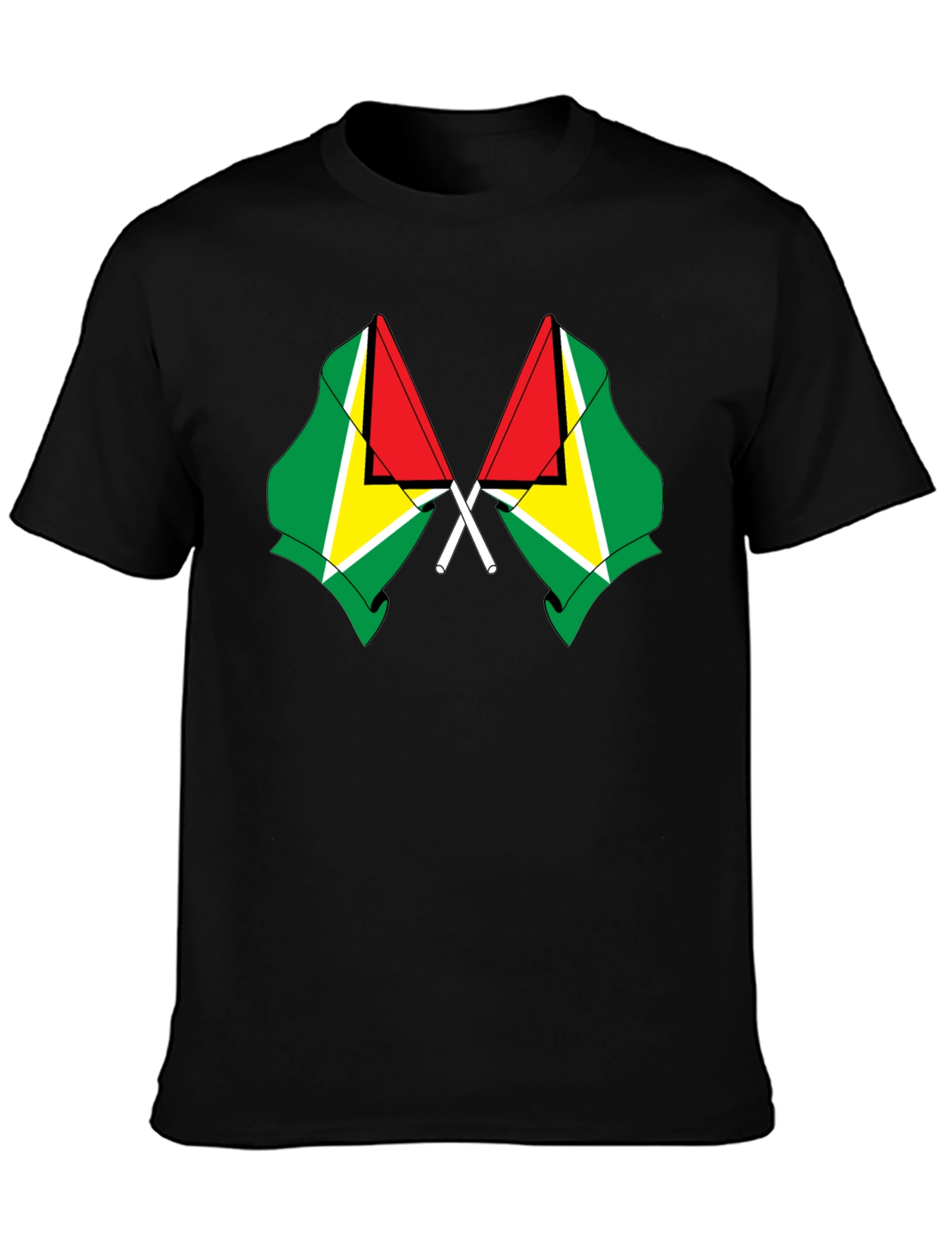 Guyana Flag T-Shirt -  Black Cotton Tee