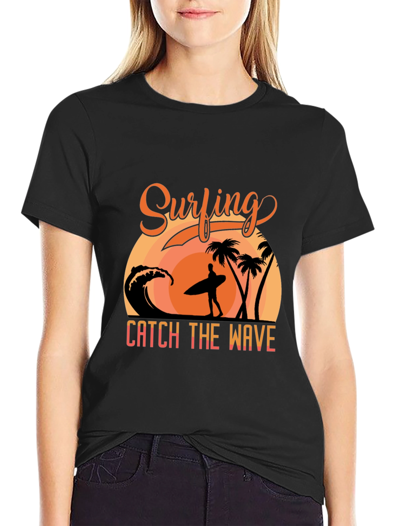 Surfing Graphic T-Shirt - Catch the Wave Design