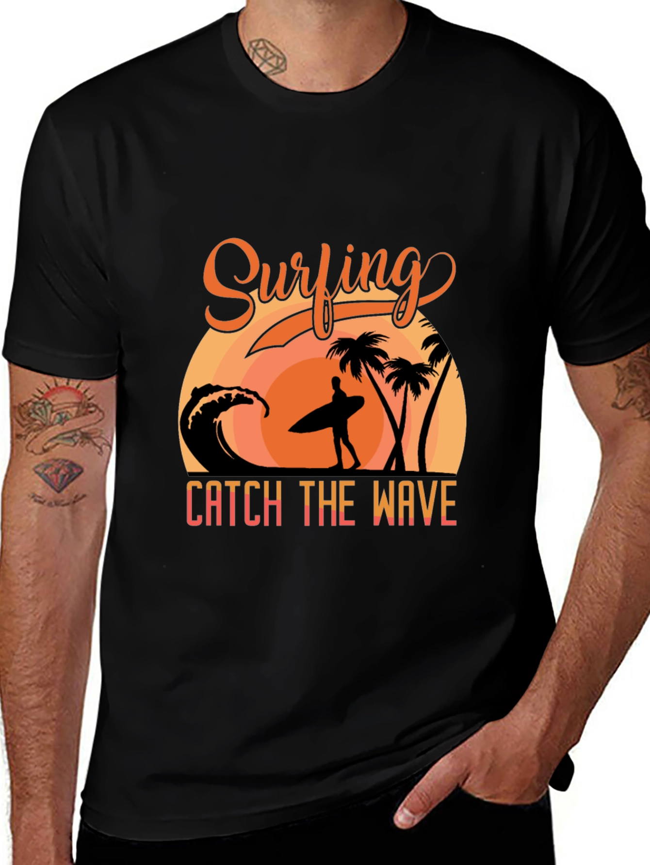 Surfing Graphic T-Shirt - Catch the Wave Design